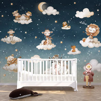 Dreamy Melody in Dark Blue Kids Room Wallpaper 