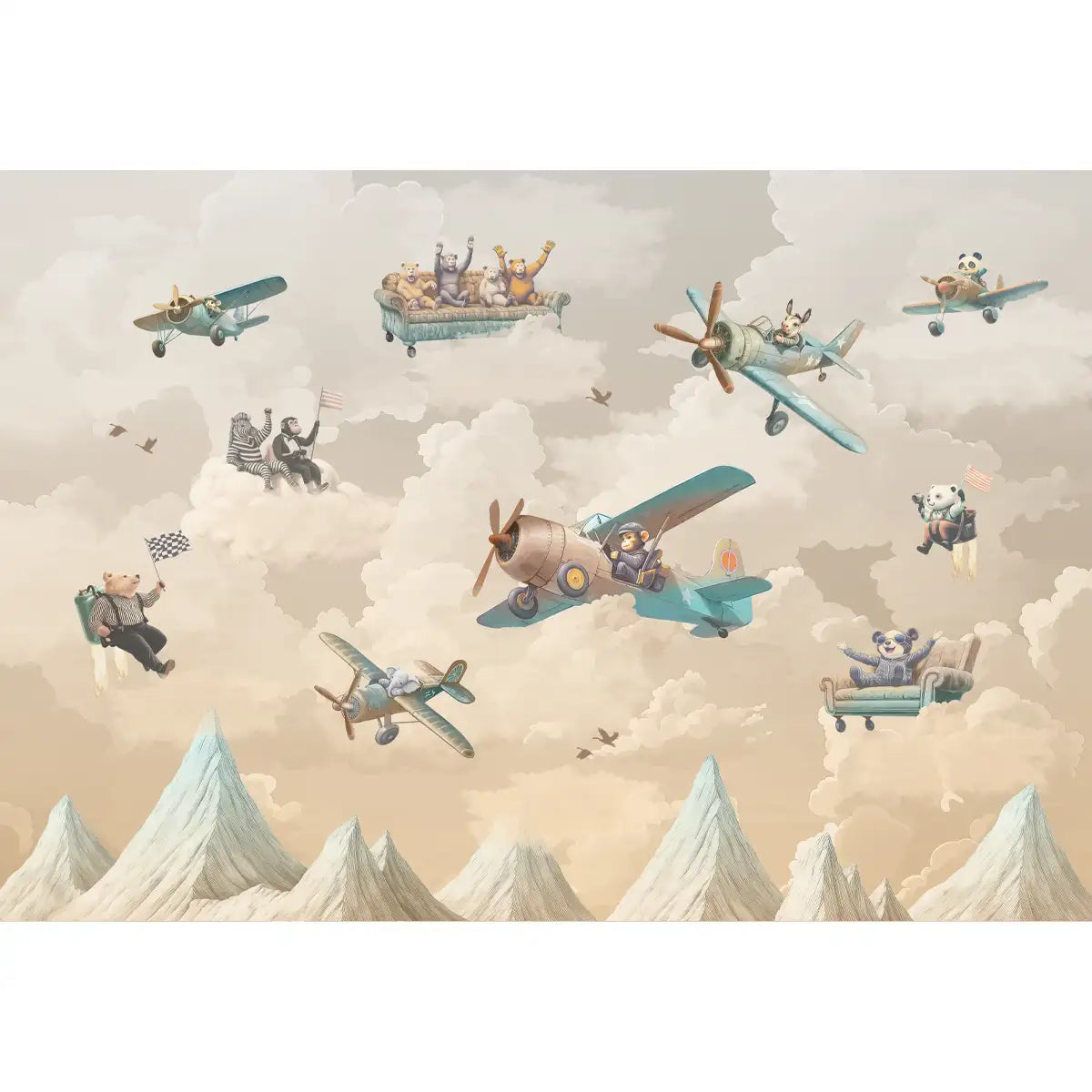 Shop Dusky Amber Air show Kids Room Wallpaper By Lifencolors