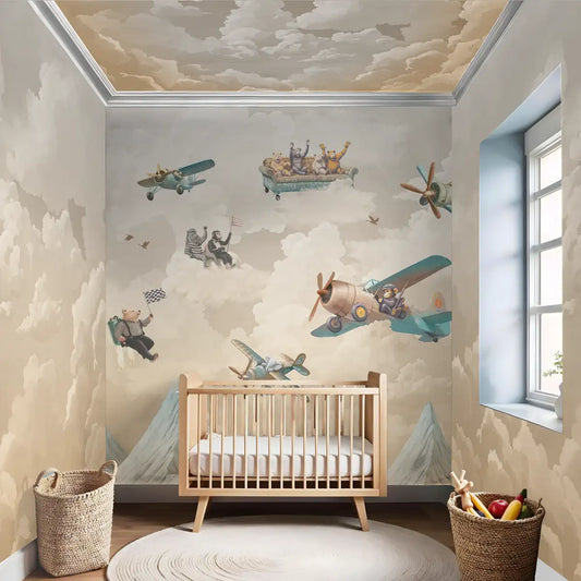 Dusky Amber Cotton Candy Skies Kids Room Celling Wallpaper