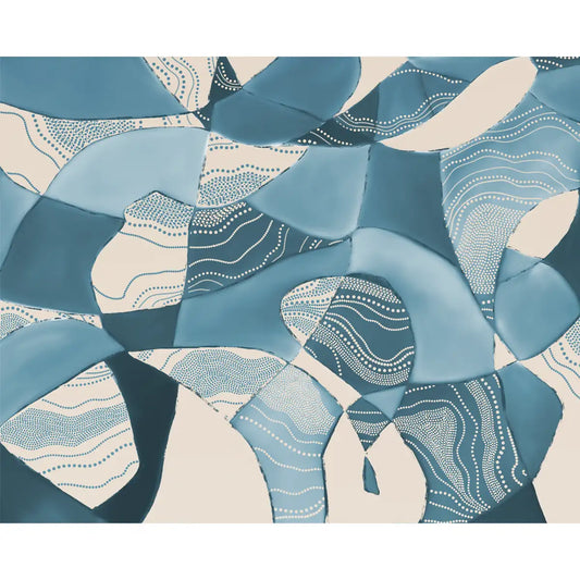 Earthen Mosaic Abstract Wallpaper in Light Blue Color, Customised Shop Now 