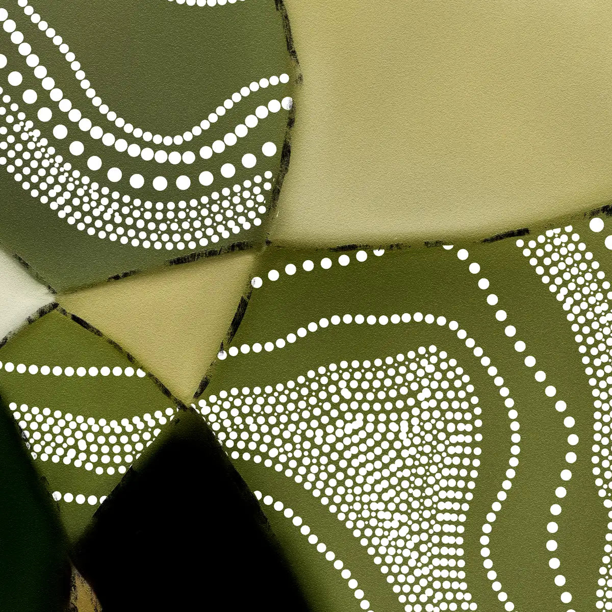 Earthen Mosaic Abstract Wallpaper in Green Color, Customised Buy Now 