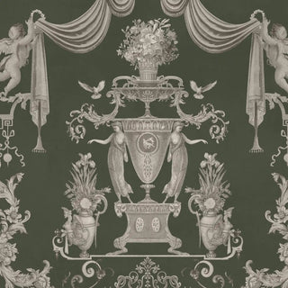 Shop European Tapestry Wallpaper Roll in Dark Green Color By Lifencolors