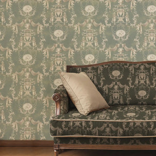 European Tapestry Wallpaper Roll in Pastel Green Color living Area