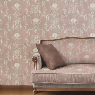 European Tapestry Wallpaper Roll in Pastel Pink Color Living Room