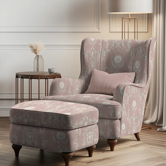 European Tapestry Sofa and Chairs Upholstery Fabric Pink By Lifencolors