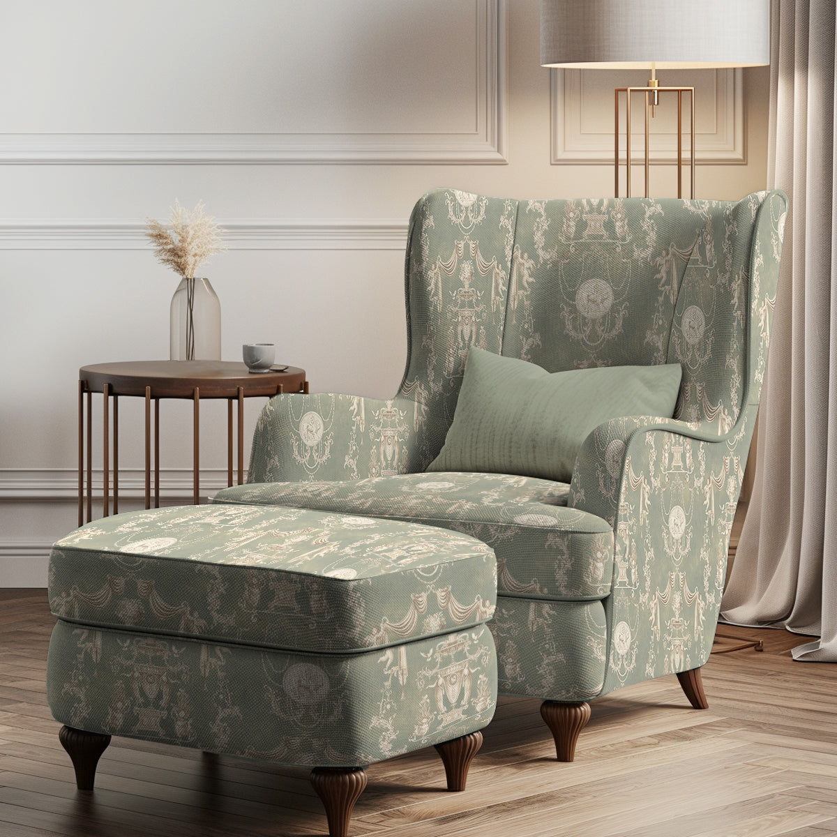 Shop European Tapestry Sofa and Chairs Upholstery Fabric Green By Lifencolors