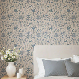Flora n fauna Tropical Blue & Beige Bedroom