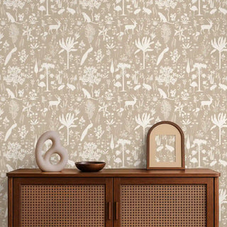 Flora n fauna Tropical Wallpaper Roll in Cream & White Living room