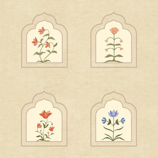 Shop Floral Radiance Framed Jharokha Wallpaper for Rooms, Customised By Lifencolors