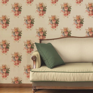 Florid Floral Roll Wallpaper In Sepia Living Area