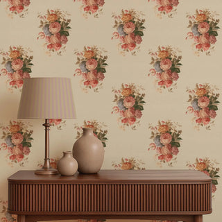 Florid Floral Roll Wallpaper In Sepia