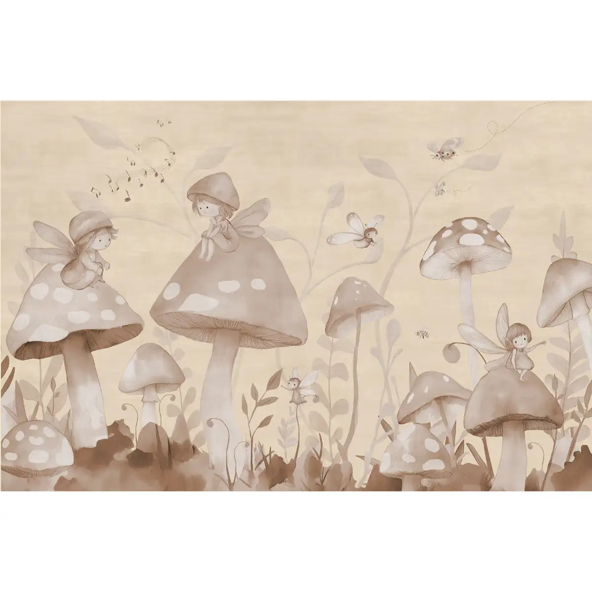 Forest Fairies Warm Monochrome Kids Room Wallpaper Buy Now 