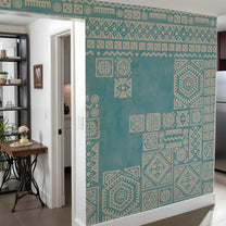 Formerly Tribal Teal Abstract Customised Wallpaper for Rooms Living Area 