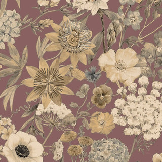 Fresh Floral Wallpaper Roll in Dusky Rosewood Color Buy Now