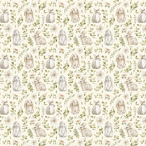 Whimsical Rabbit Retreat Wallpaper for Rooms, Cream