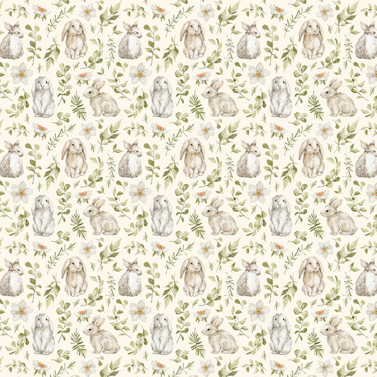 Whimsical Rabbit Retreat Wallpaper for Rooms, Cream