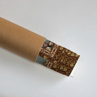 Rolled Garden of Tunes European Wall Art Poster showing intricate brown floral borders and pastel blue detailing, perfect for art collectors and decor lovers.