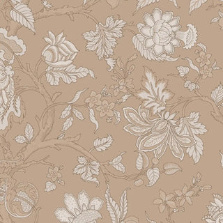 Gardenia Floral Design Wallpaper Roll in Cinnamon Cream Color Buy Now