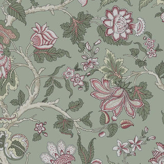 Gardenia Floral Design Wallpaper Roll in Green Color Buy Now