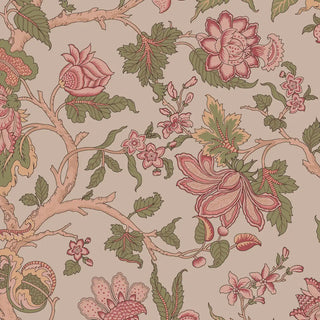 Gardenia Floral Design Wallpaper Roll in Dusty Rosewood Color Buy Now