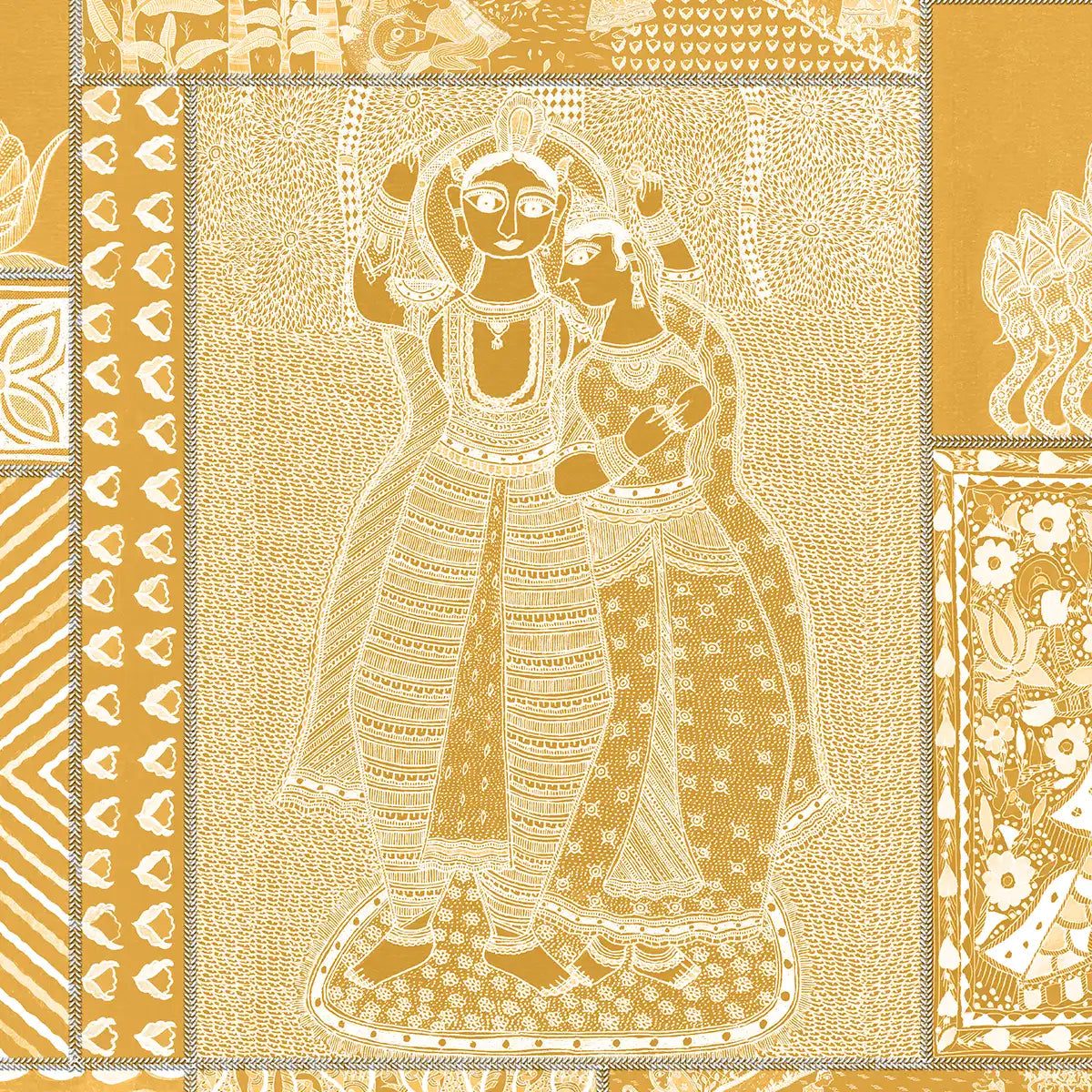 Shop Geet Madhubani Wallpaper Deep Yellow Color By Lifencolors 