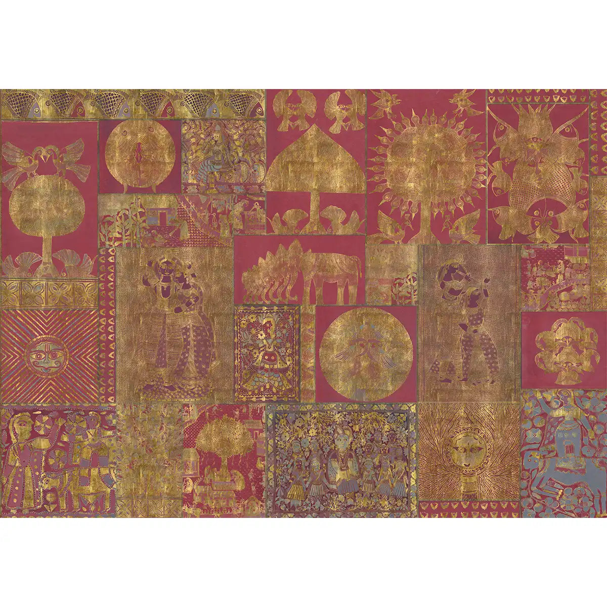 Geet Madhubani Wallpaper Velvet Red Color Buy Now 