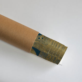 Geet Madhubani wall art digital print rolled in protective packaging tube, ready for framing or display.