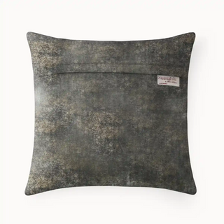 Back View Gold Pulse Cushion Cover A luxurious cushion, features a striking horizontal band of intricate gold embroidery across the center