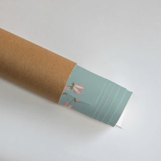 Rolled Grace Embrace European Embroidered Wall Art Poster revealing floral embroidery details on a serene teal base, perfect for luxury home décor or gifting.