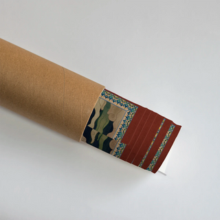 Rolled Green Tara Buddhist Indian Wall Art Poster showing ornate borders and rich hues, ideal for spiritual and cultural wall décor.