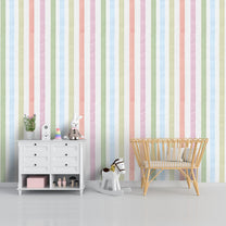 Pastel Stripe Fun, Nursery Room Wallpaper