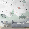 Green and Pink Space Theme Children Wallpaper, Customized