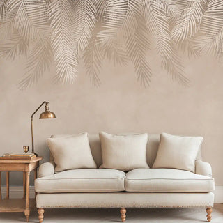 Hanging Tropical Leaves Wallpaper Design for Rooms Beige stunning tropical leaf wallpaper by Lifencolors