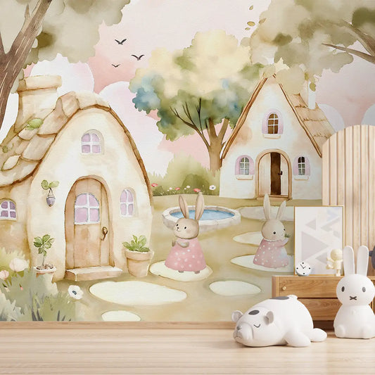 Hoppington pink Sky Kids Room Customised Wallpaper