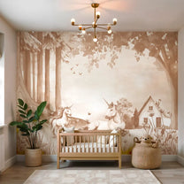 Horn of Wonders With Rustwood Color Kids Room Wallpaper