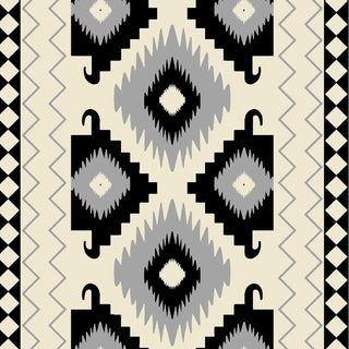 Ikkat Geometric Wallpaper Roll in Black And White Color Buy now