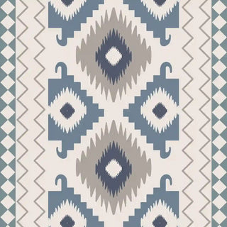 Ikkat Geometric Wallpaper Roll in Light blue Color Buy Now
