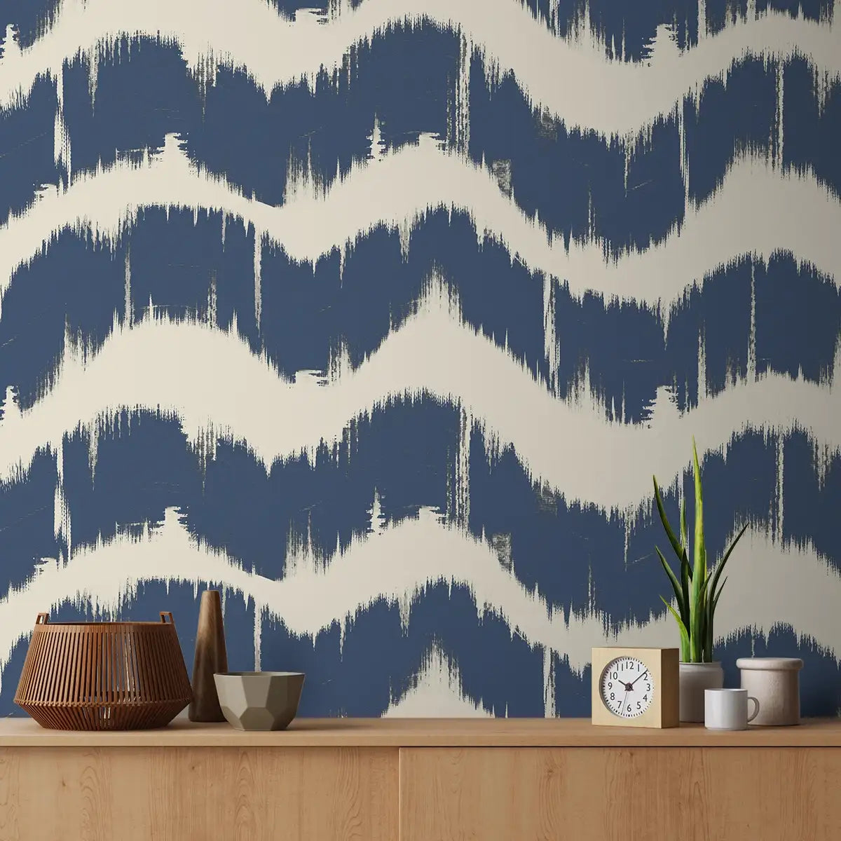 Buy Indigo Waves Modern Abstract Wallpaper for Walls Blue by Life n Colors