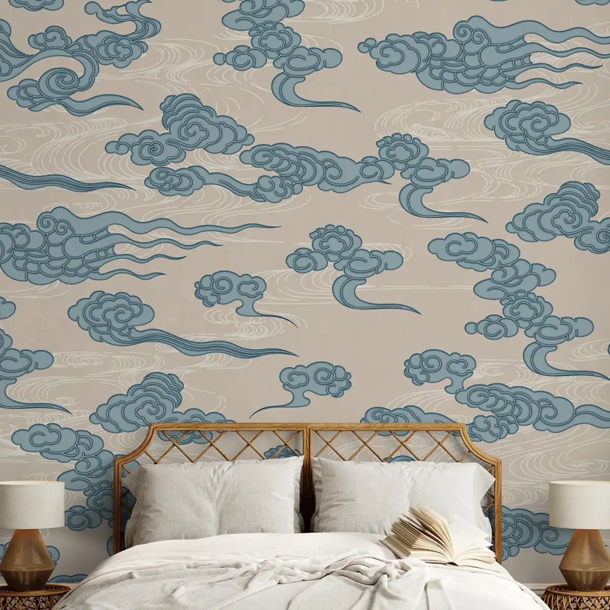 Japanese Cloud Abstract Customised Wallpaper for Rooms