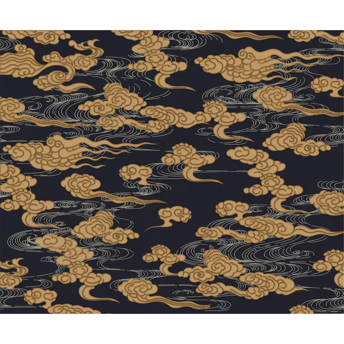 Japanese Cloud Dark Blue Abstract Customised Wallpaper for Rooms Buy Now