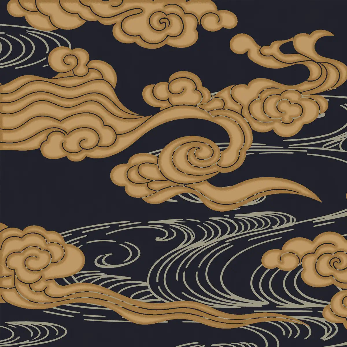 Shop Japanese Cloud Dark Blue Abstract Customised Wallpaper for Rooms By Lifencolors 