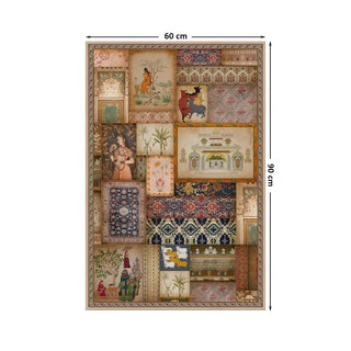Kahani Vintage Indian Wall Art Digital Print Poster in 60x90cm, featuring regal Indian scenes and ornate decorative elements with traditional artistry.