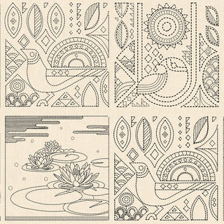 Kantha Indian Wallpaper Roll in Cream Color Buy Now