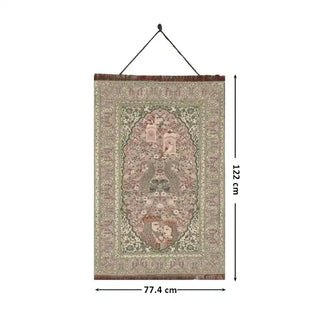 Kashmiriyat embroidered wall art in 77.4x122 cm, featuring traditional Kashmiri motifs, floral borders, and delicate needlework detailing.