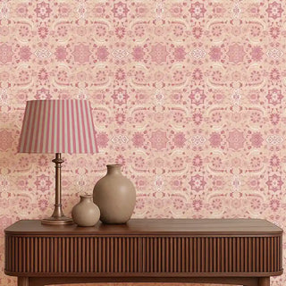 Khumar Indian Wallpaper Roll in Pink Color Living room 