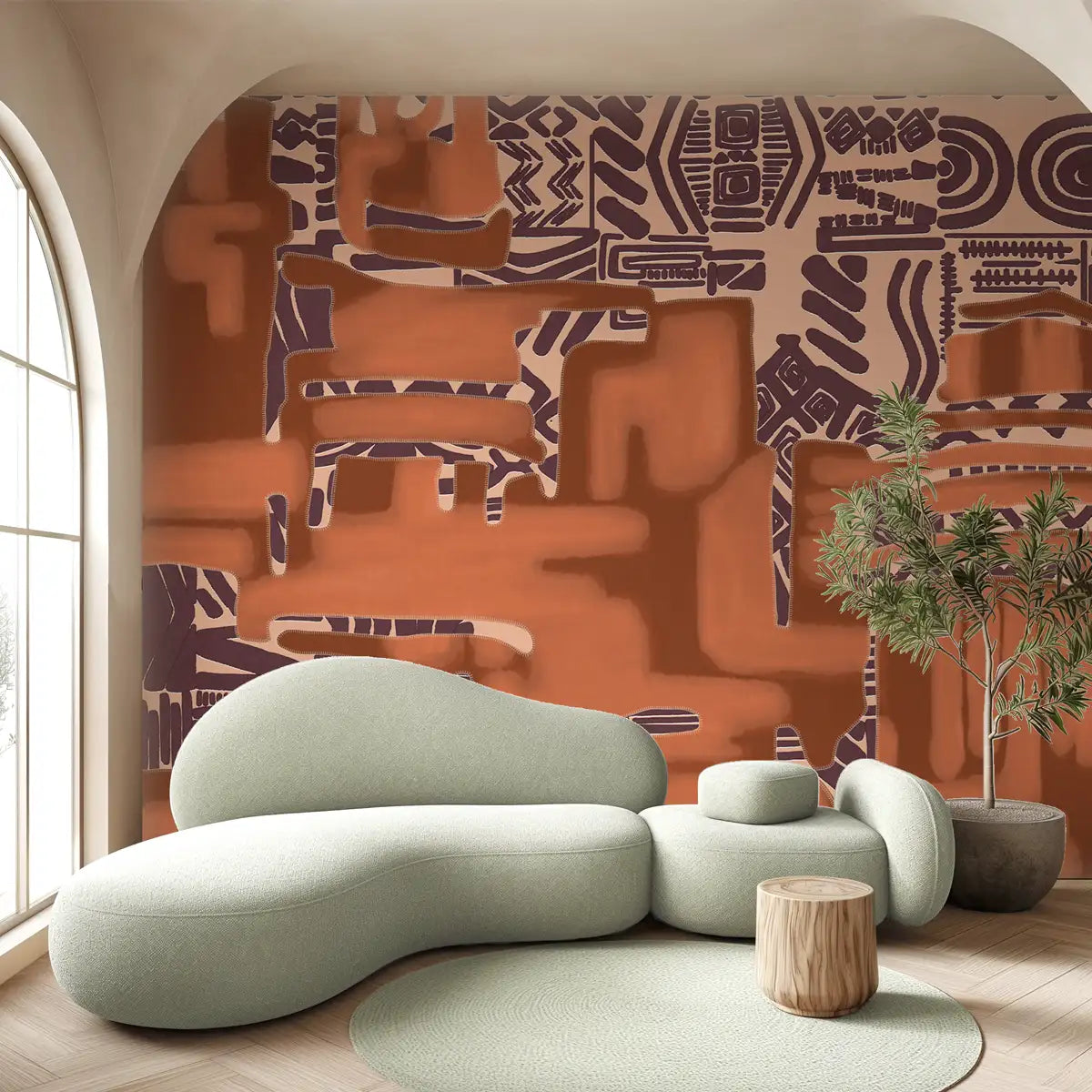 Kuba Abstract Tribal Wallpaper for Living Rooms