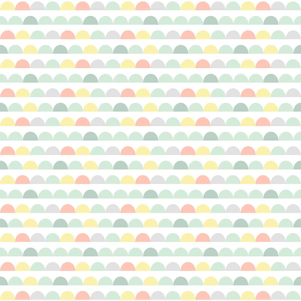Pastel Half Circle Geometrical Pattern, Wallpaper for Rooms, Multicolor