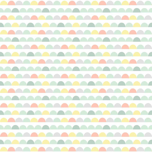 Pastel Half Circle Geometrical Pattern, Wallpaper for Rooms, Multicolor