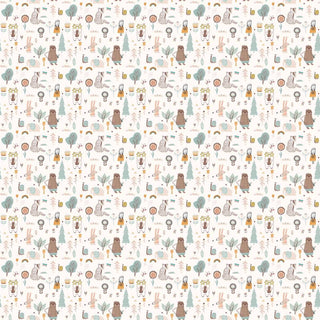 Cuddly Creatures Carousel, Cute Kids Wallpaper Design, Cream