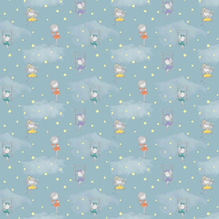 Fairies in the Sky, Wallpaper Design for Girls Room, Blue
